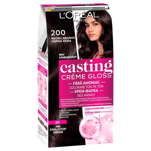 Фарба для волосся L'oreal Paris Casting Creme Gloss 200 Чорна кава без аміаку