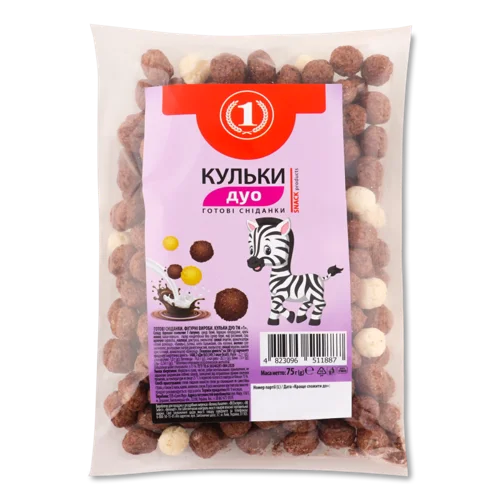 Сніданки Готові Кульки Дуо ТМ '1' Вищого Ґатунку, 75г