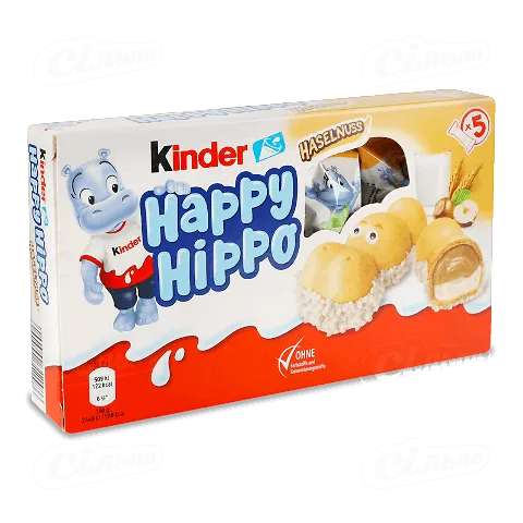 Вафлі Kinder Happy Hippo з лісовим горіхом, 103,5г