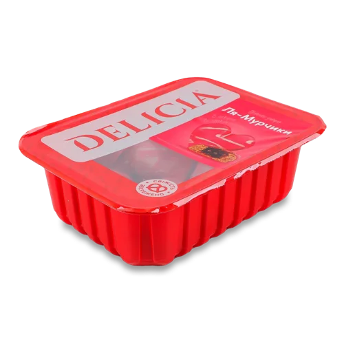 Пряники заварні з полуничним декором, Ля-Мурчики Delicia, лоток 0.3кг