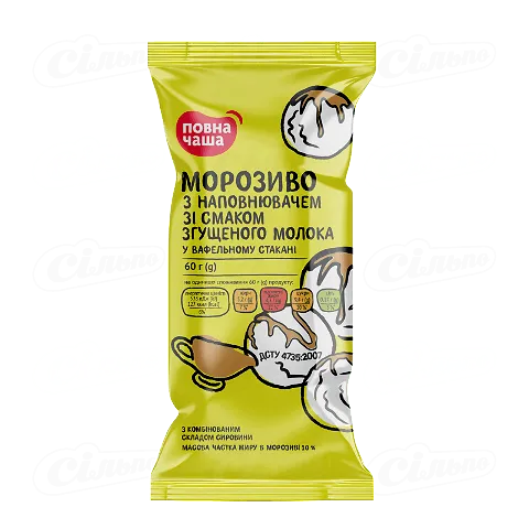 Морозиво «Повна Чаша»® «Згущене молоко», 60г