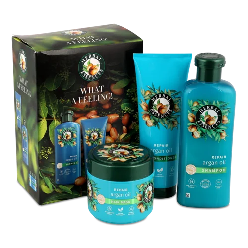 Шампунь Argan Oil Herbal Essences 350мл + Бальзам-ополіскувач 250мл + Маска для волосся 300мл, набір