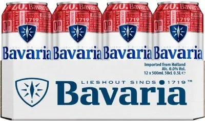 Упаковка пива Bavaria безалкогольне світле фільтроване 0.0% 0.5л x 12 шт