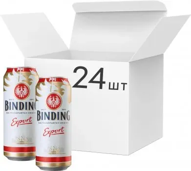 Упаковка пива Binding Export світле фільтроване пастеризоване 4.8% 0.5л x 24 шт