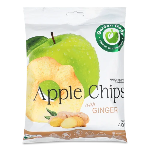 Яблучні Чипси з Імбиром Garden Gadz, натуральна оболонка, в/ґ, 40г