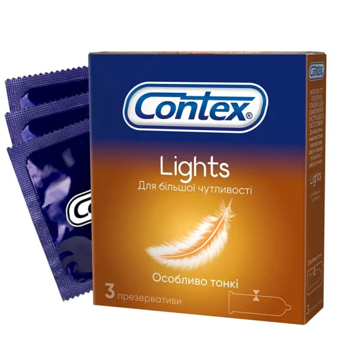 Презервативи Contex Lights латексні з силіконовою змазкою особливо тонкі 3шт