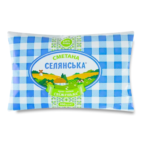 Сметана Пастеризована 10% Селянська м/у, 200г
