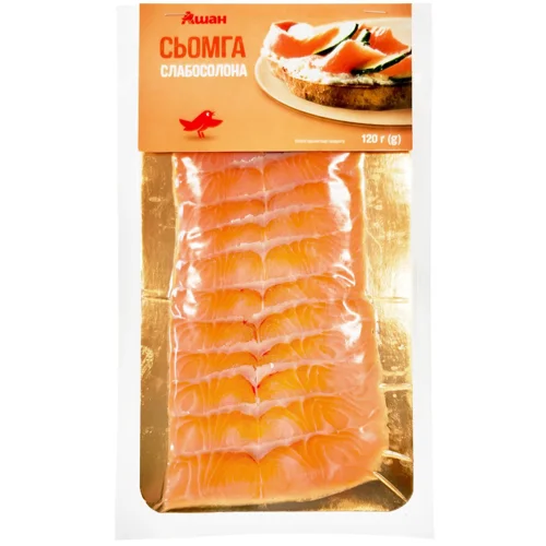 Сьомга Auchan слабосолена нарізка 120г