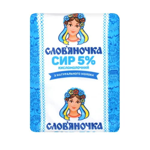 Сир кисломолочний 5% Слов'яночка м/у 202г