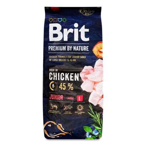 Корм Сухий Для Дорослих Собак Середніх Порід Chicken Junior Premium by Nature Brit, в/ґ, м/у 15кг