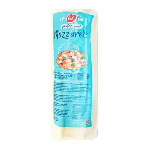 Сир плавлений Lel` Mozzarella м`який 45%, 1кг