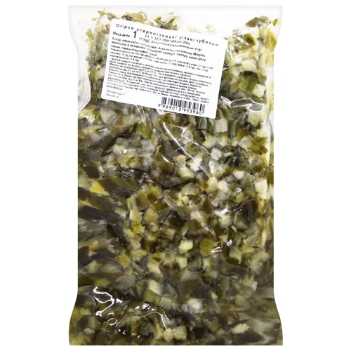 ГРІНВІЛЬ ОГІРКИ РІЗАНІ КУБИКАМИ 1000Г