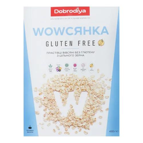 Пластівці вівсяні без глютену з цільного зерна Wowсянка Dobrodiya 450г