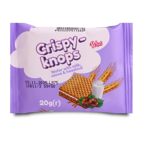 Вафлі Polus Crispy-knops молоч-прал нач з горіхами
