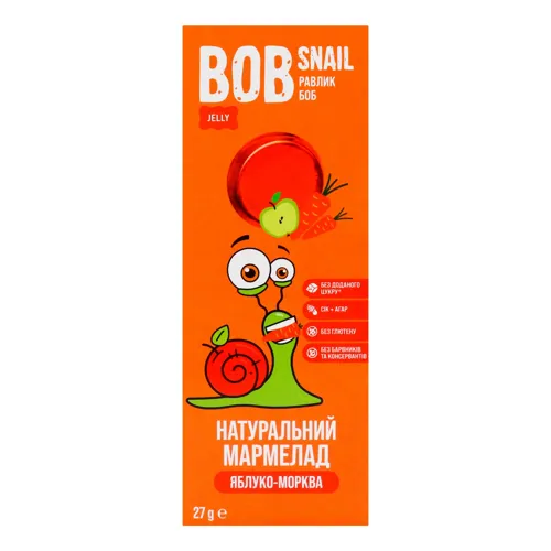 Мармелад натуральний Яблуко-морква Bob Snail к/у 27г