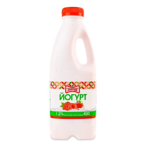 Йогурт З Цукром Малина-Полуниця Злагода, пастеризований, п/пл, 1.2%, 800г