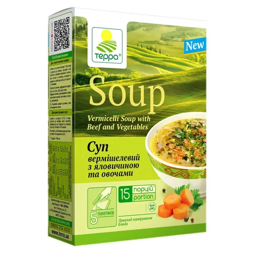 Суп-гарнір Терра вермішелевий з яловичиною та зеленню 300г