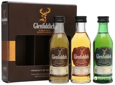 Віскі односолодовий Glenfiddich Mix Pack 3 пляшки по 0.05л – 12 років, 15 років, 18 років 40%