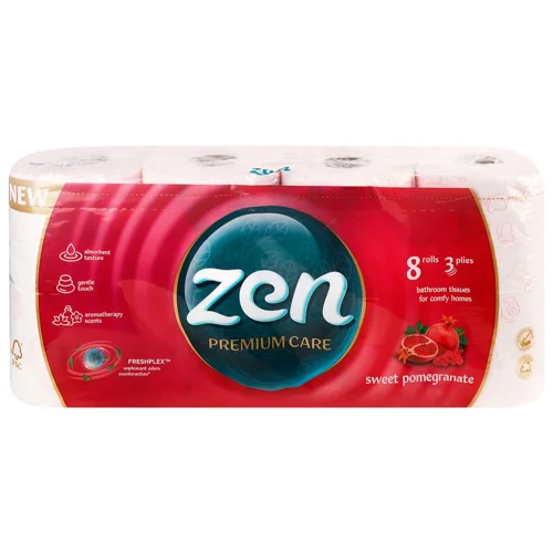 Туалетний папір Zen Premium Care 3-шаровий 8шт