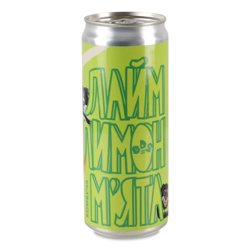 Комбуча Лайм-Лимон-М'ята в/ґ, з/б 330 мл