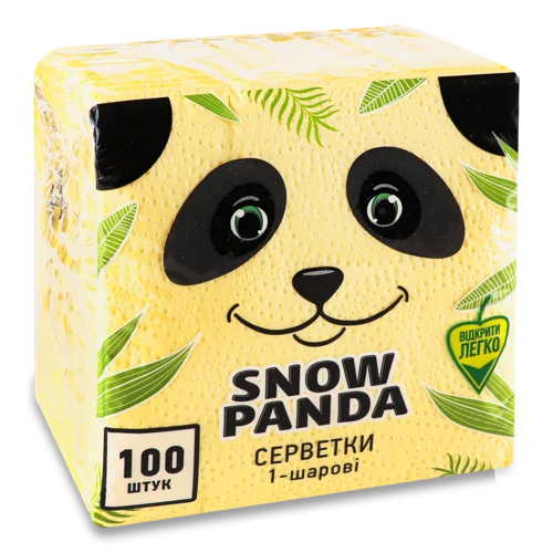 Серветки Столові Паперові Одношарові Жовті Snow Panda, 100шт