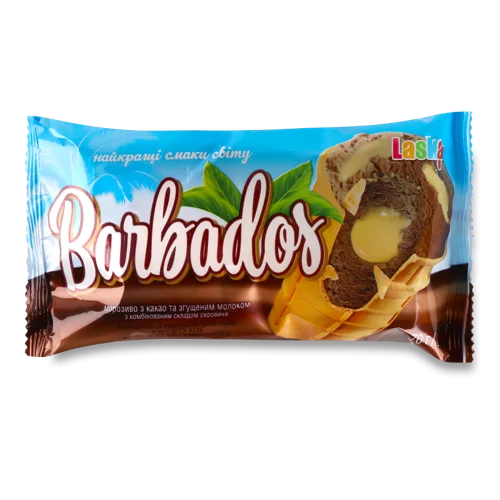 Морозиво 12% З Какао Та Згущеним Молоком В/ґ У Вафельному Стакані Barbados Laska, 70г