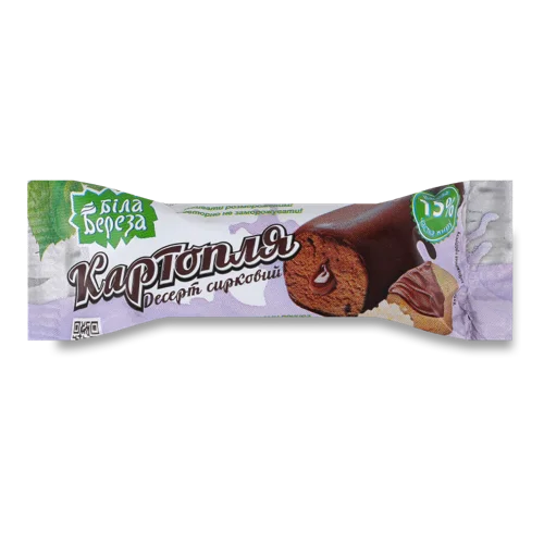 Десерт Сирковий 15% Глазурований З Крихтами Печива, Вареним Згущеним Молоком Та Какао, Біла Береза, м/у 36г