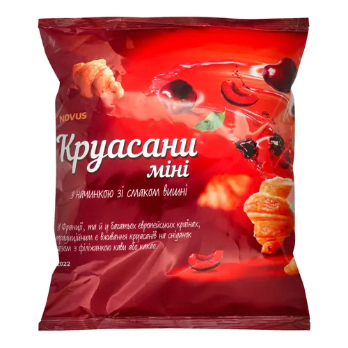 Круасани міні з начинкою зі смаком вишні Novus м/у 180г