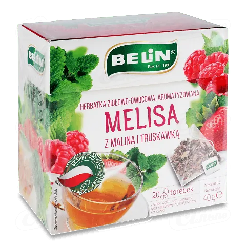 Чай фруктово-трав'яний Belin меліса з малиною та полуницею, 20*2г