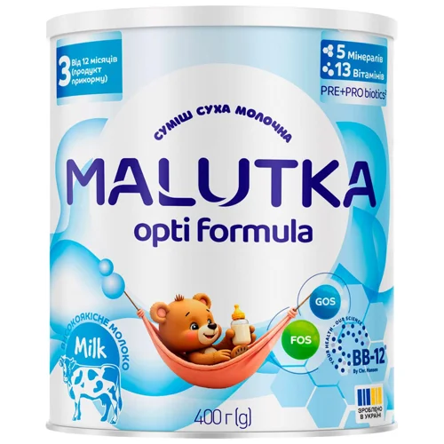 Суміш молочна суха Malutka Opti Formula 3 від 12 місяців 400г