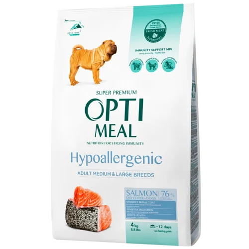 Корм сухий Optimeal Hypoallergenic з лососем для дорослих собак середніх та великих порід 4кг