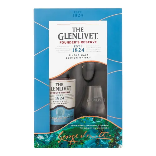 Набір віскі 0.7л 40% Founder's reserve Glenlivet + 2 склянки картонна упаковка 1шт