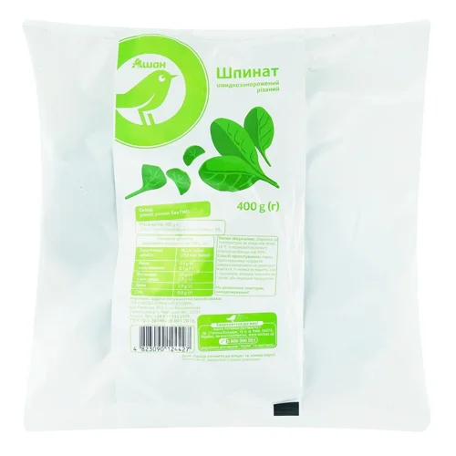 Шпинат Auchan різаний швидкозаморожений 400г