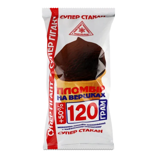 Морозиво 12% Пломбір На Вершках В/ґ Супер Гігант Максхолод, 120г