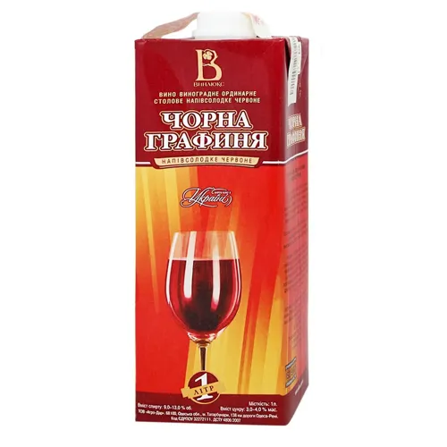 Вино Натхнення Чорна графиня напівсолодке червоне 1л
