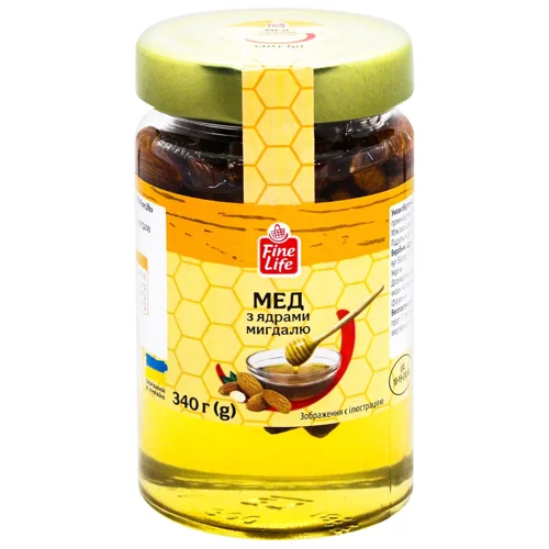 Мед Fine Life з ядрами мигдалю 340г