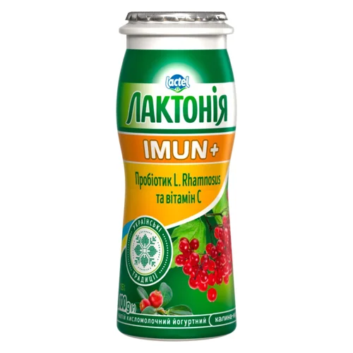 Напій кисломолочний йогуртний Лактонія Imun+ калина-журавлина 1,5% 100г