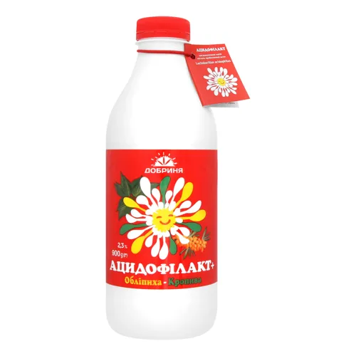 Напій кисломолочний 2.3% Обліпиха-Кропива Ацідофілакт Добриня 900г