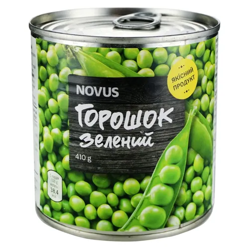 Горошок зелений Novus консервований з/б 410г