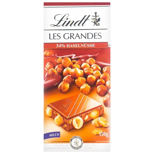 Шоколад молочний Lindt Les Grandes з фундуком 150г