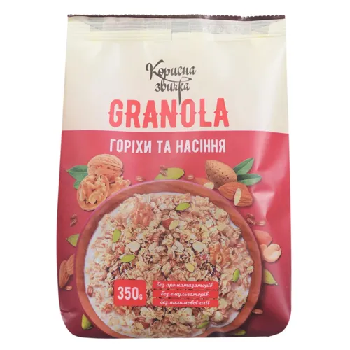 Гранола Корисна Звичка Горіхи та насіння 350г