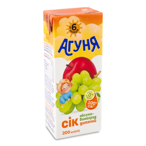 Сік Дитячий Від 6 Міс Освітлений Стерилізований Яблуко-Виноград, т/п 200мл