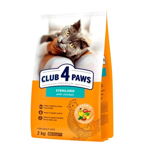 Корм сухий Club 4 Paws Premium з куркою для стерилізованих котів 2кг