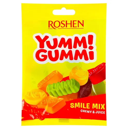 Цукерки Roshen Yummi Gummi Smile Mix желейні, 70г