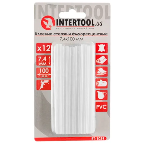 Комплект стержнів InterTool клеєвих флюросцентних 7,4x100мм 12шт RT-1039