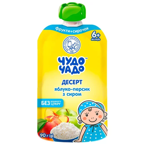 Десерт фруктовий Чудо-Чадо яблуко-персик з сиром 90г
