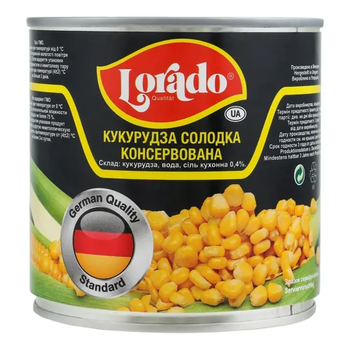 Кукурудза солодка консервована Lorado з/б 340г