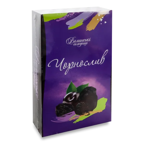 Цукерки Глазуровані Конфітюровані Чорнослив Волинські Солощі к/у, 0.4кг