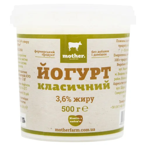 Йогурт Mother Класичний 3,6% 500г