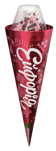 Морозиво 5.5% з бельгійським шоколадом у ріжку Крем-вишня Ейфорія Рудь м/у 90г